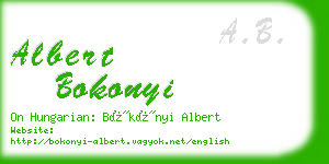 albert bokonyi business card